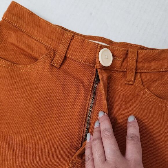 Whimsy & Row Pants 30 Burnt Orange Wide-Leg Organic Cotton Flora High-Rise Crop - Picture 7 of 11